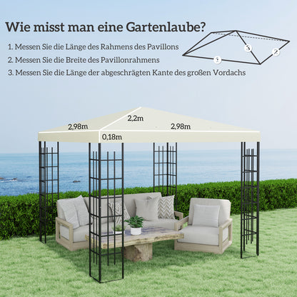 Replacement Canopy for 3 x 3 m Pavilion, Waterproof Pavilion Roof, Replacement Cover for Garden Pavilion, Replacement Parts made of Oxford Fabric, 370 gsm, Cream White