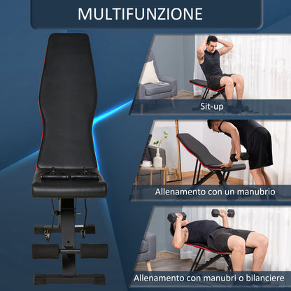 Multifunction Bench 2 in 1 with Adjustable Incline, Padded Bench for Abs and Weights with Elastic Cords for Home and Gym, Black