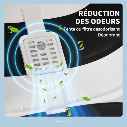 Cat Litter Box Cat Toilet House Foldable Swing Door Skylight + Shovel Included 52 x 41 x 38 cm - black white