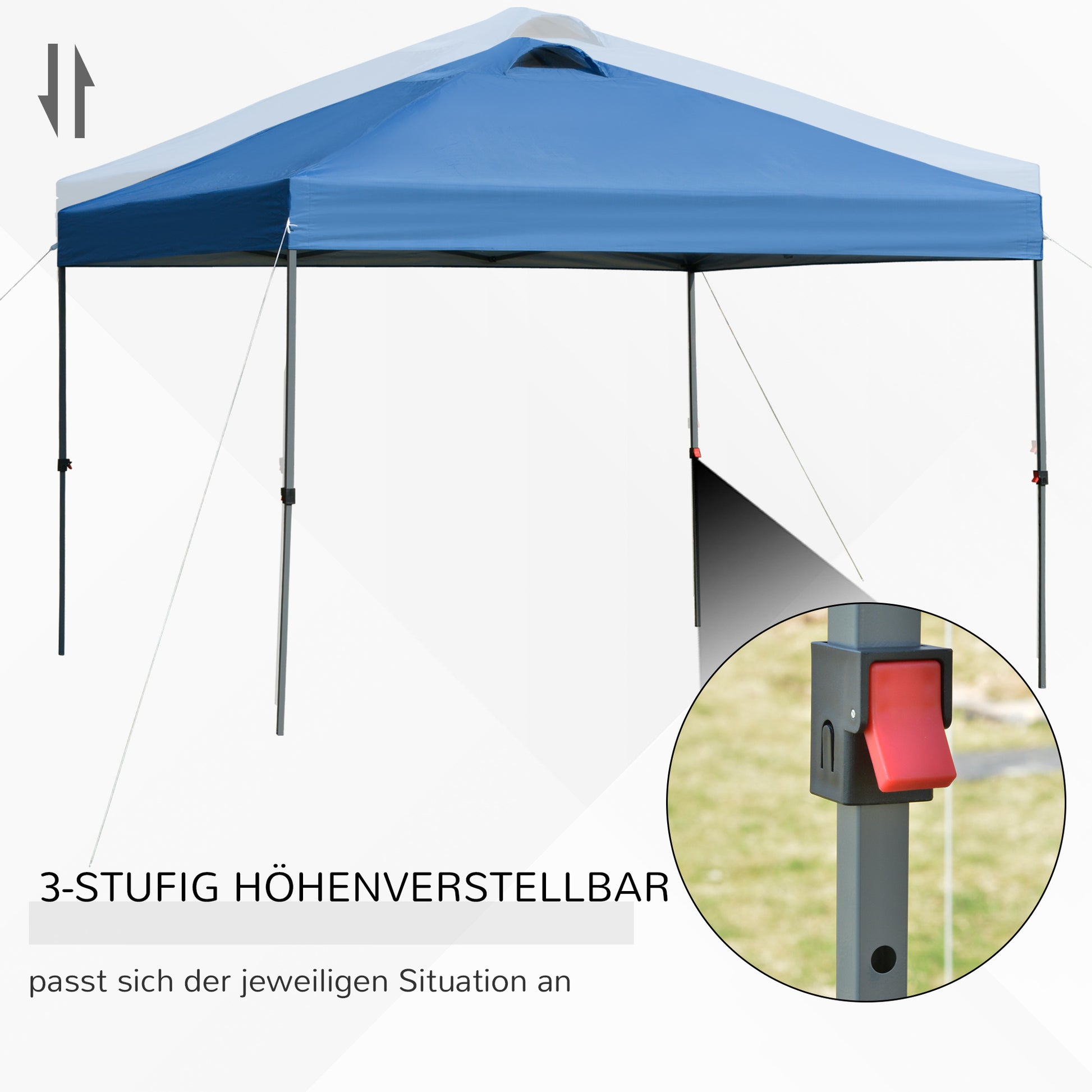 Pavilion approx. 3x3m, waterproof Stable Winterproof Pop-up Folding Pavilion, UV Protection, Foldable Party Tent, Garden Tent with Bag, Garden Pavilion for Camping Garden, Blue