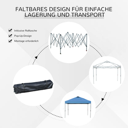 Pavilion approx. 3x3m, waterproof Stable Winterproof Pop-up Folding Pavilion, UV Protection, Foldable Party Tent, Garden Tent with Bag, Garden Pavilion for Camping Garden, Blue