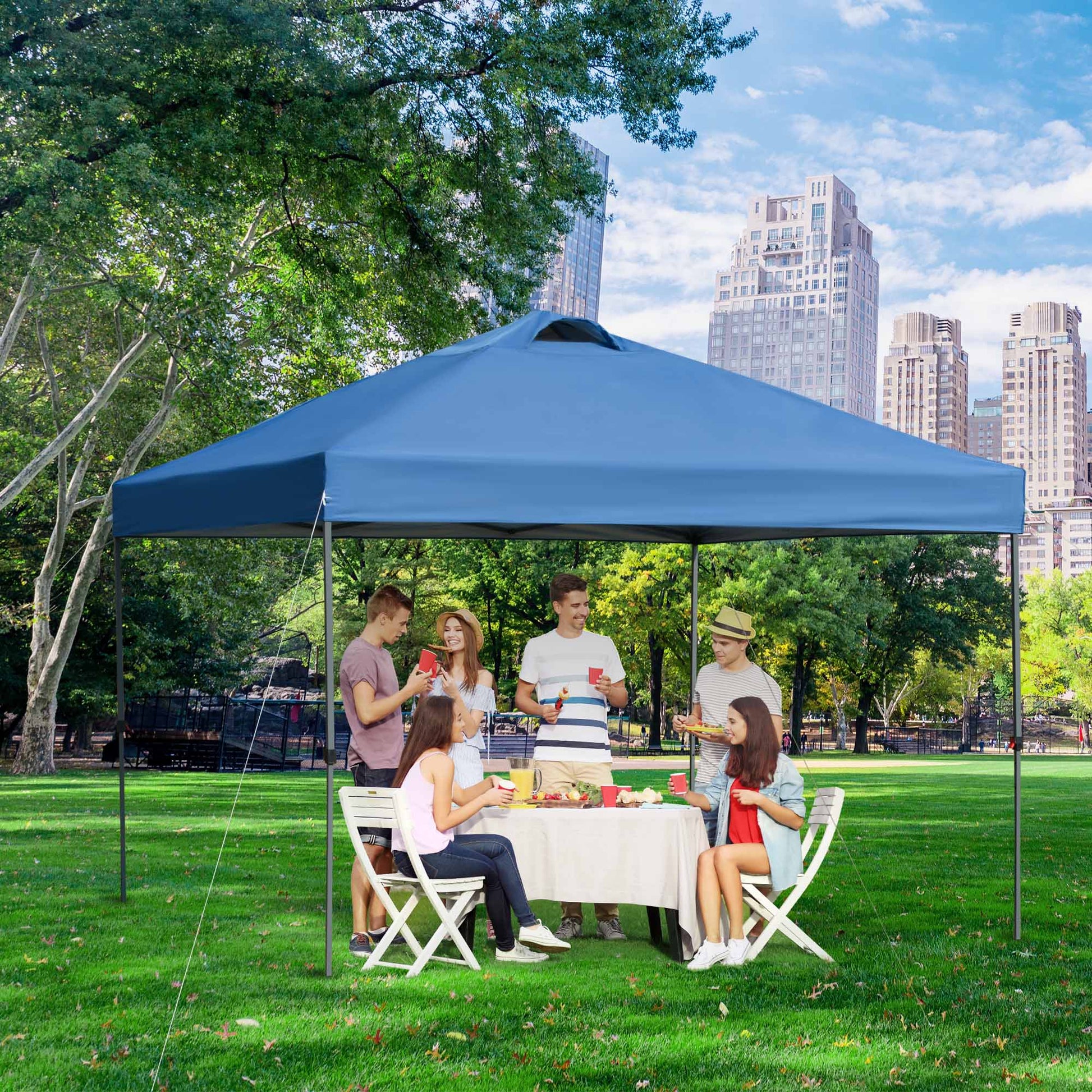 Pavilion approx. 3x3m, waterproof Stable Winterproof Pop-up Folding Pavilion, UV Protection, Foldable Party Tent, Garden Tent with Bag, Garden Pavilion for Camping Garden, Blue