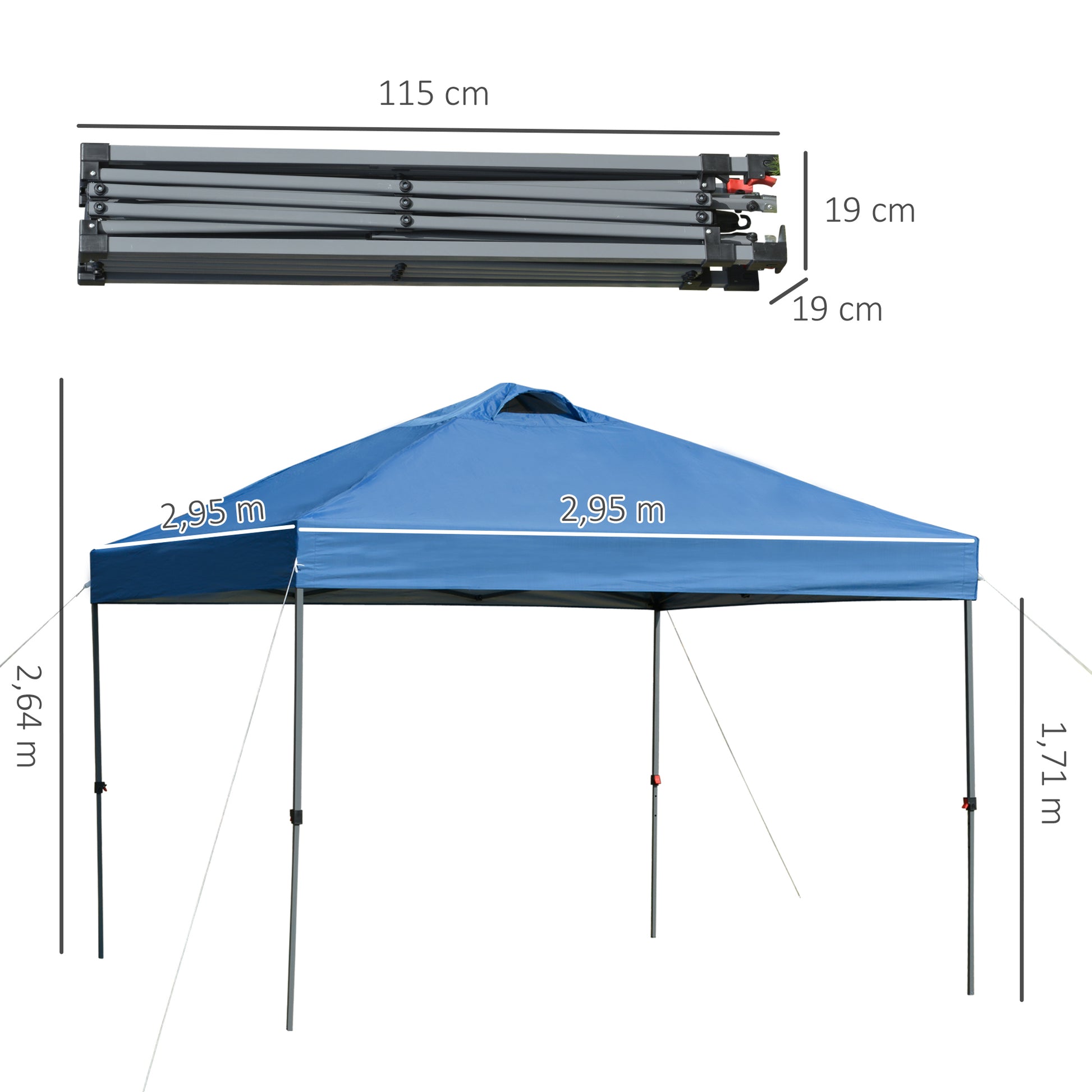 Pavilion approx. 3x3m, waterproof Stable Winterproof Pop-up Folding Pavilion, UV Protection, Foldable Party Tent, Garden Tent with Bag, Garden Pavilion for Camping Garden, Blue