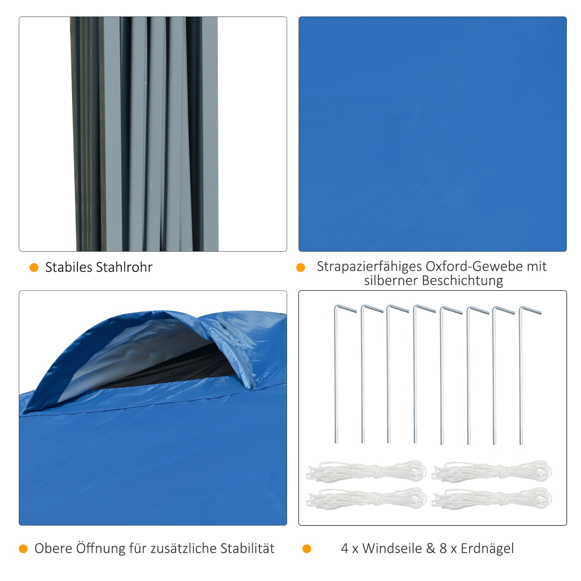Pavilion approx. 3x3m, waterproof Stable Winterproof Pop-up Folding Pavilion, UV Protection, Foldable Party Tent, Garden Tent with Bag, Garden Pavilion for Camping Garden, Blue