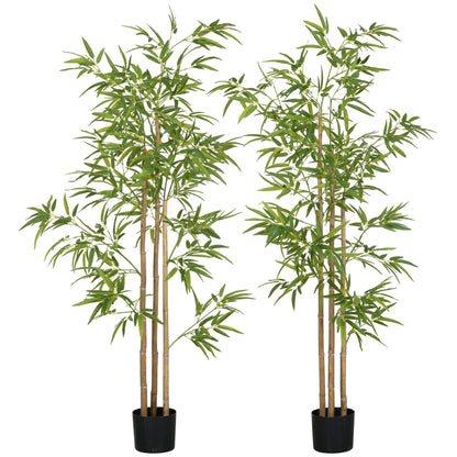 Set of 2 Artificial Bamboo Plants Artificial Tree Height 180 cm with Pot, Interior Decoration, Very Realistic