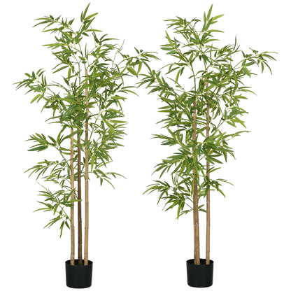 Set of 2 Artificial Bamboo Plants Artificial Tree Height 180 cm with Pot, Interior Decoration, Very Realistic