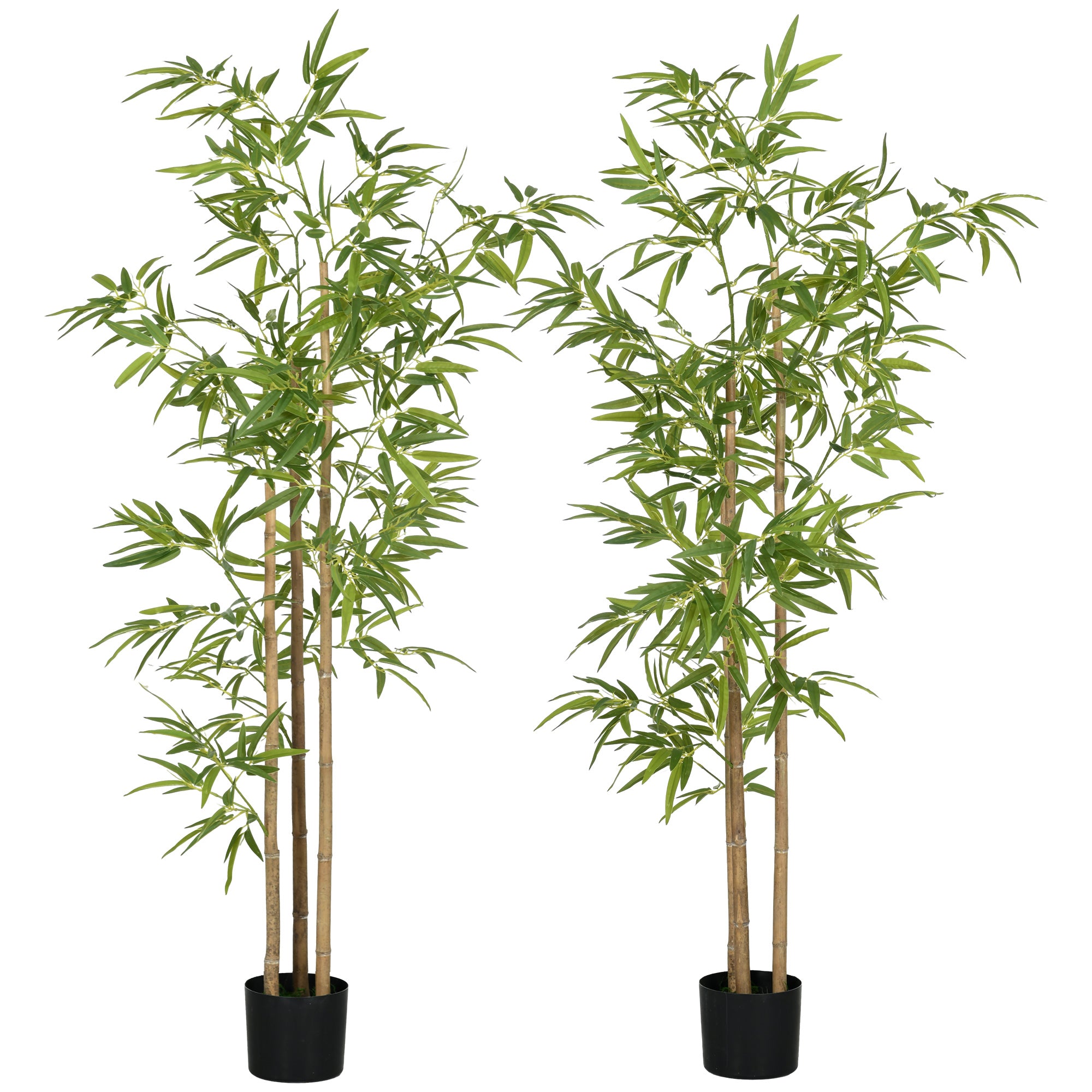 Set of 2 Artificial Bamboo Plants Artificial Tree Height 180 cm with Pot, Interior Decoration, Very Realistic