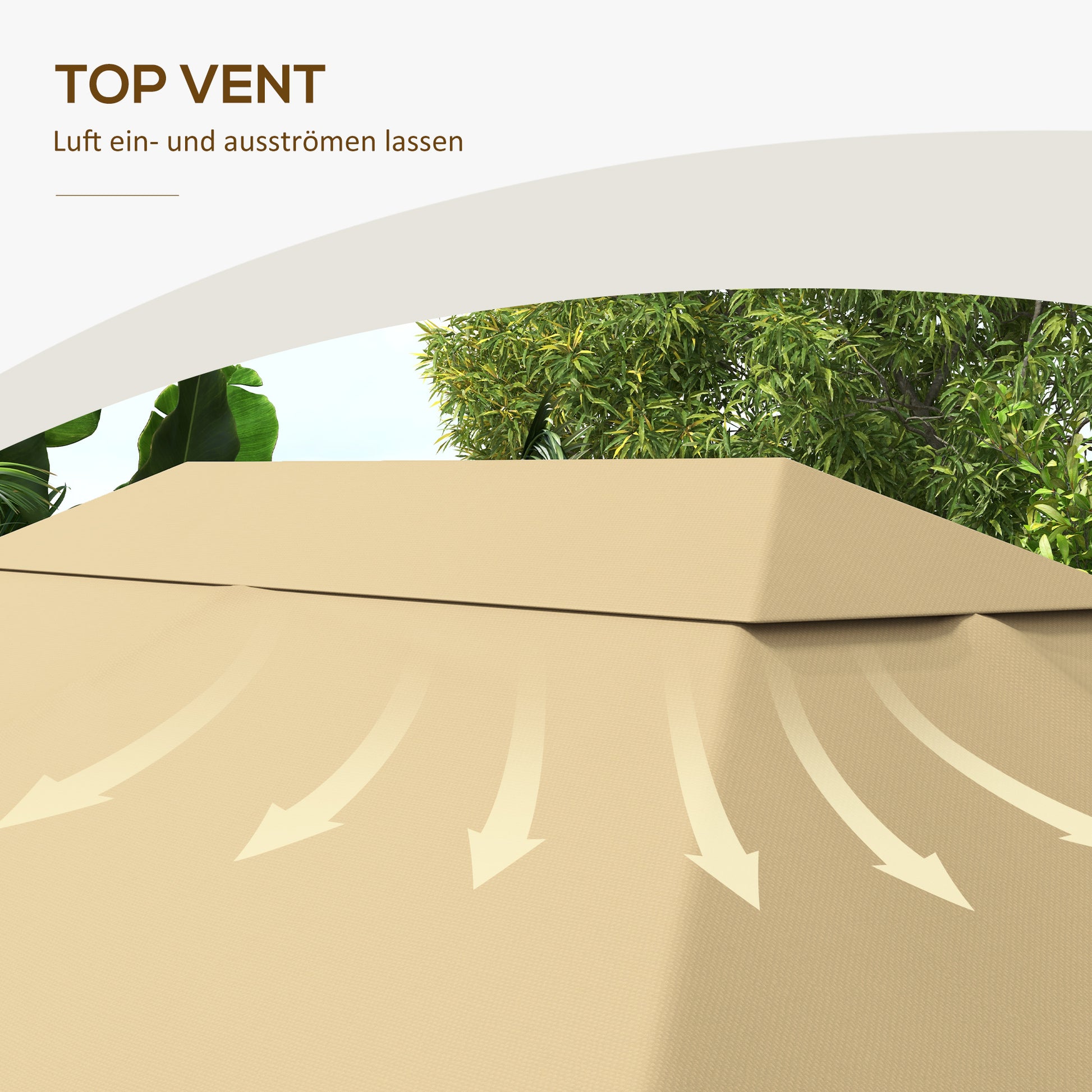 Replacement Roof for Pavilion 4 x 3m, Water-Repellent Pavilion Roof with UV Protection 30+, Replacement Cover for Garden Pavilion, Polyester Fabric Replacement Parts, 180 g/m², Khaki