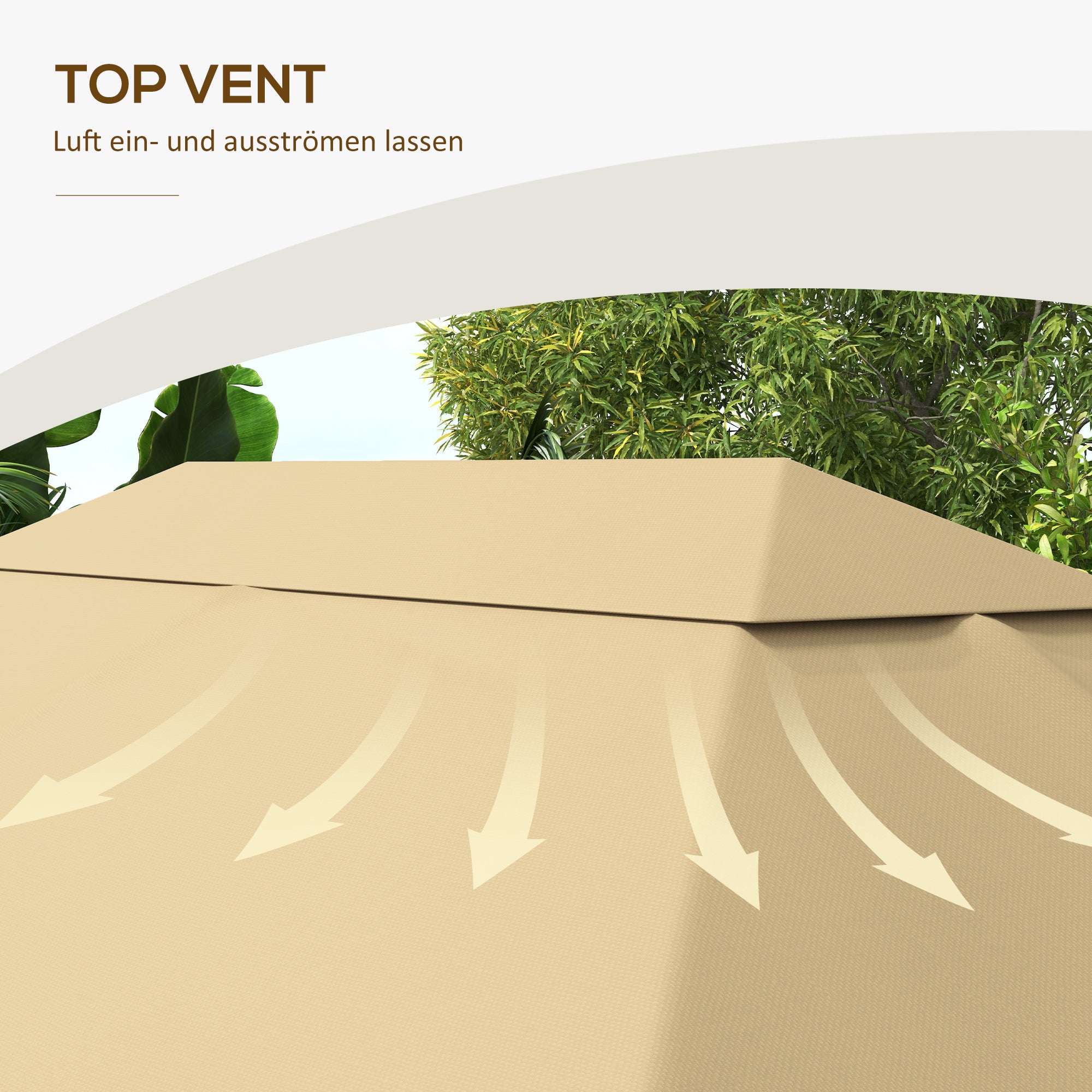 Replacement Roof for Pavilion 4 x 3m, Water-Repellent Pavilion Roof with UV Protection 30+, Replacement Cover for Garden Pavilion, Polyester Fabric Replacement Parts, 180 g/m², Khaki