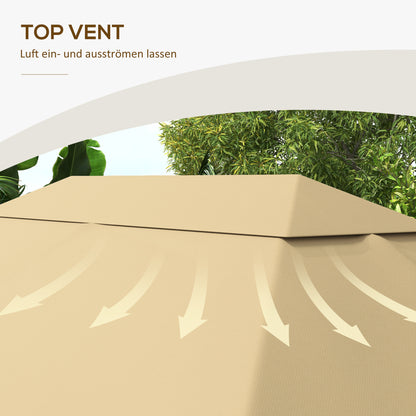 Replacement Roof for Pavilion 4 x 3m, Water-Repellent Pavilion Roof with UV Protection 30+, Replacement Cover for Garden Pavilion, Polyester Fabric Replacement Parts, 180 g/m², Khaki