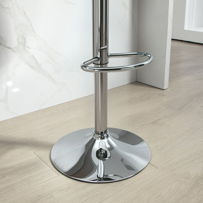 Bar Stool Set of 2, Upholstered Bar Chair with Steel Frame, Backrest, Height Adjustable Kitchen Chairs with Footrest 360° Swivel Counter Stools for Kitchen, Living Room, Dining Room, Faux Leather Black