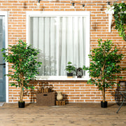 Set of 2 artificial plants artificial trees ficus 1.50m height trunk branches vine lichen leaves highly realistic pot included, indoor, green