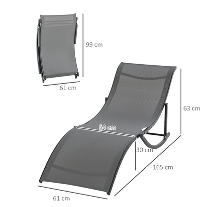 2-Piece Sun Lounger Set Garden Loungers Fabric Lounger Ergonomic Aluminum Texteline Dark Gray 165 x 61 x 63 cm