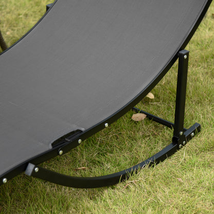 2-Piece Sun Lounger Set Garden Loungers Fabric Lounger Ergonomic Aluminum Texteline Dark Gray 165 x 61 x 63 cm