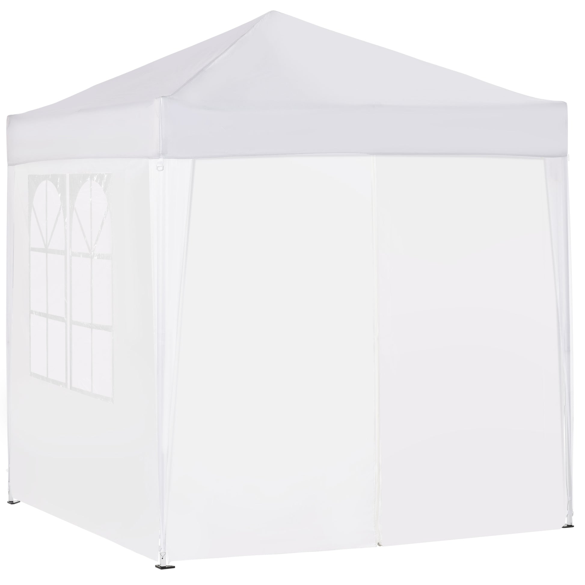 Pavilion 2x2m Waterproof, Pop-up Folding Pavilion with 4 Sidewalls, Drainage Holes Window, Foldable Party Tent UV 30+, Garden Canopy with Carrying Bag, Garden Pavilion for Terrace, White