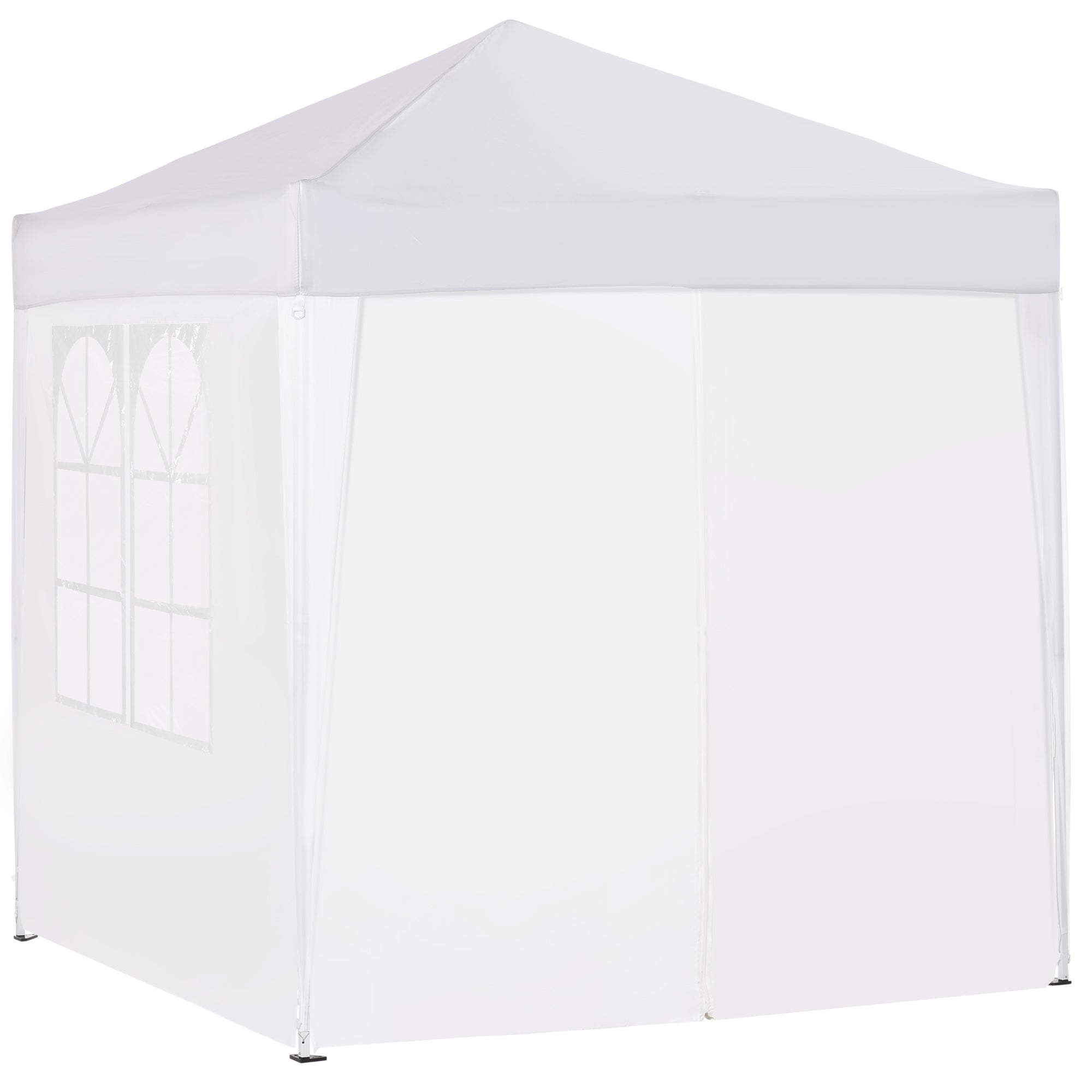 Pavilion 2x2m Waterproof, Pop-up Folding Pavilion with 4 Sidewalls, Drainage Holes Window, Foldable Party Tent UV 30+, Garden Canopy with Carrying Bag, Garden Pavilion for Terrace, White