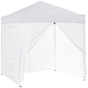 Pavilion 2x2m Waterproof, Pop-up Folding Pavilion with 4 Sidewalls, Drainage Holes Window, Foldable Party Tent UV 30+, Garden Canopy with Carrying Bag, Garden Pavilion for Terrace, White