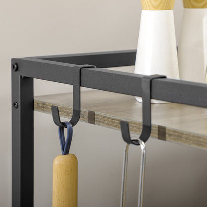 Utility Cart with Wheels 3-Tier Storage Cart with Fabric Bag 2 Hooks and Steel Frame for Living Room Kitchen Dining Room 66x40x80.5 cm Gray