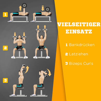 Dumbbell Bench, Flat Bench, Fitness Bench, Multifunction Training Bench for Home Strength Training, Steel, Black, 112 x 62 x 43 cm