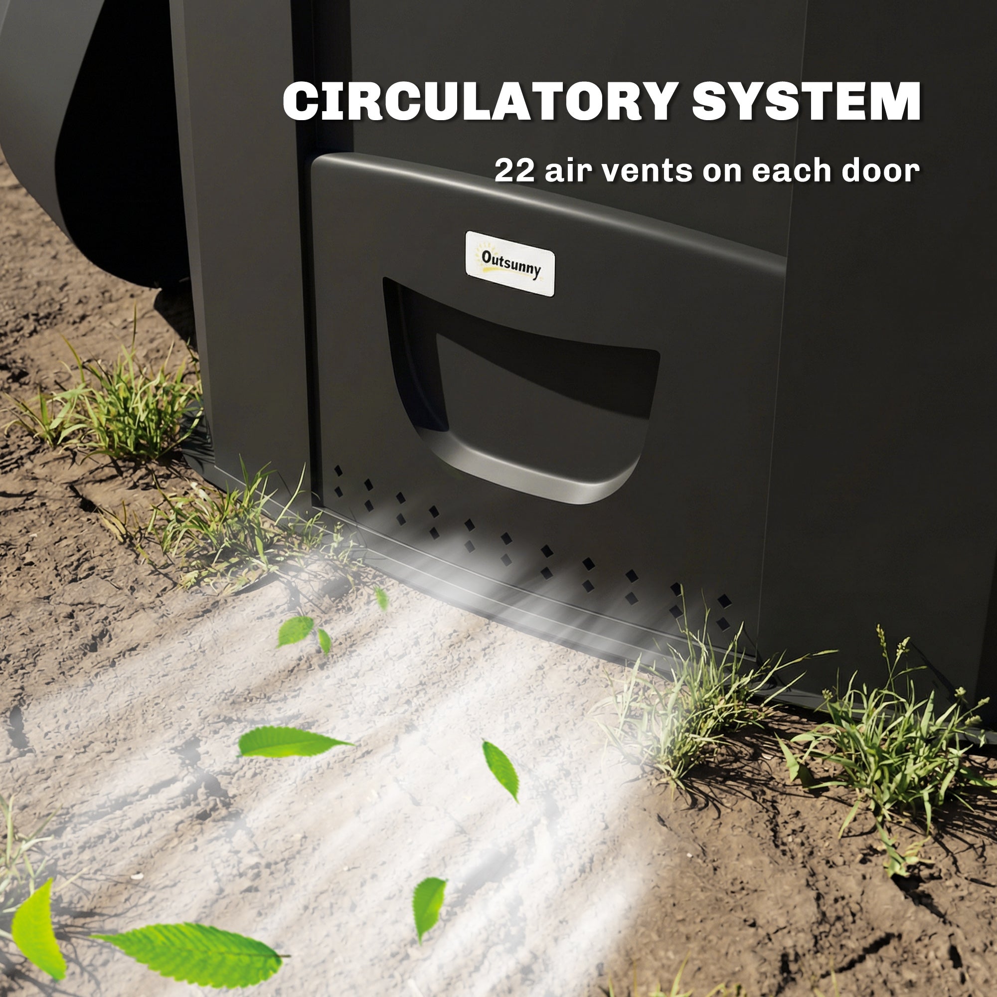 Garden Composter, 240 L (63.4 gal), 78 x 75 x 78 cm Triangular Compost Bin with 3 Doors, 66 Vent Holes & Open Bottom — Includes Gloves & Screwdriver, Black