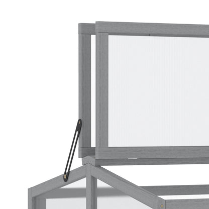 Cold Frame Greenhouse Planting Bed with Cover made of Wood and Polycarbonate Weatherproof Light Gray 90 x 80 x 58 cm
