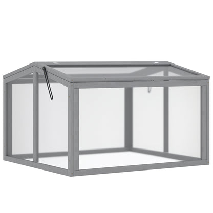 Cold Frame Greenhouse Planting Bed with Cover made of Wood and Polycarbonate Weatherproof Light Gray 90 x 80 x 58 cm