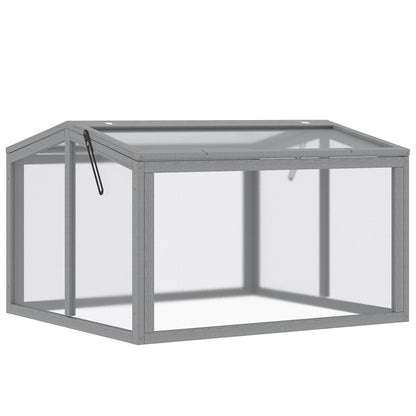 Cold Frame Greenhouse Planting Bed with Cover made of Wood and Polycarbonate Weatherproof Light Gray 90 x 80 x 58 cm