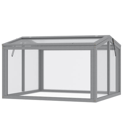 Cold Frame Greenhouse Planting Bed with Cover made of Wood and Polycarbonate Weatherproof Light Gray 90 x 80 x 58 cm