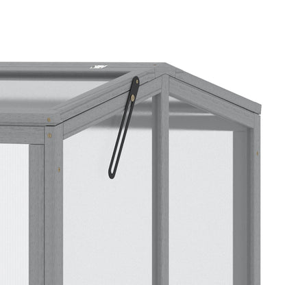 Cold Frame Greenhouse Planting Bed with Cover made of Wood and Polycarbonate Weatherproof Light Gray 90 x 80 x 58 cm