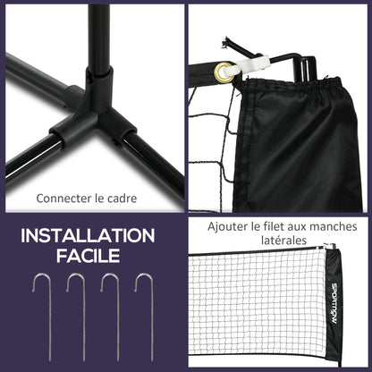 SPORTNOW Complete set of badminton, pickleball, and volleyball, 3 in 1, outdoor sports games with adjustable net height 107-155 cm