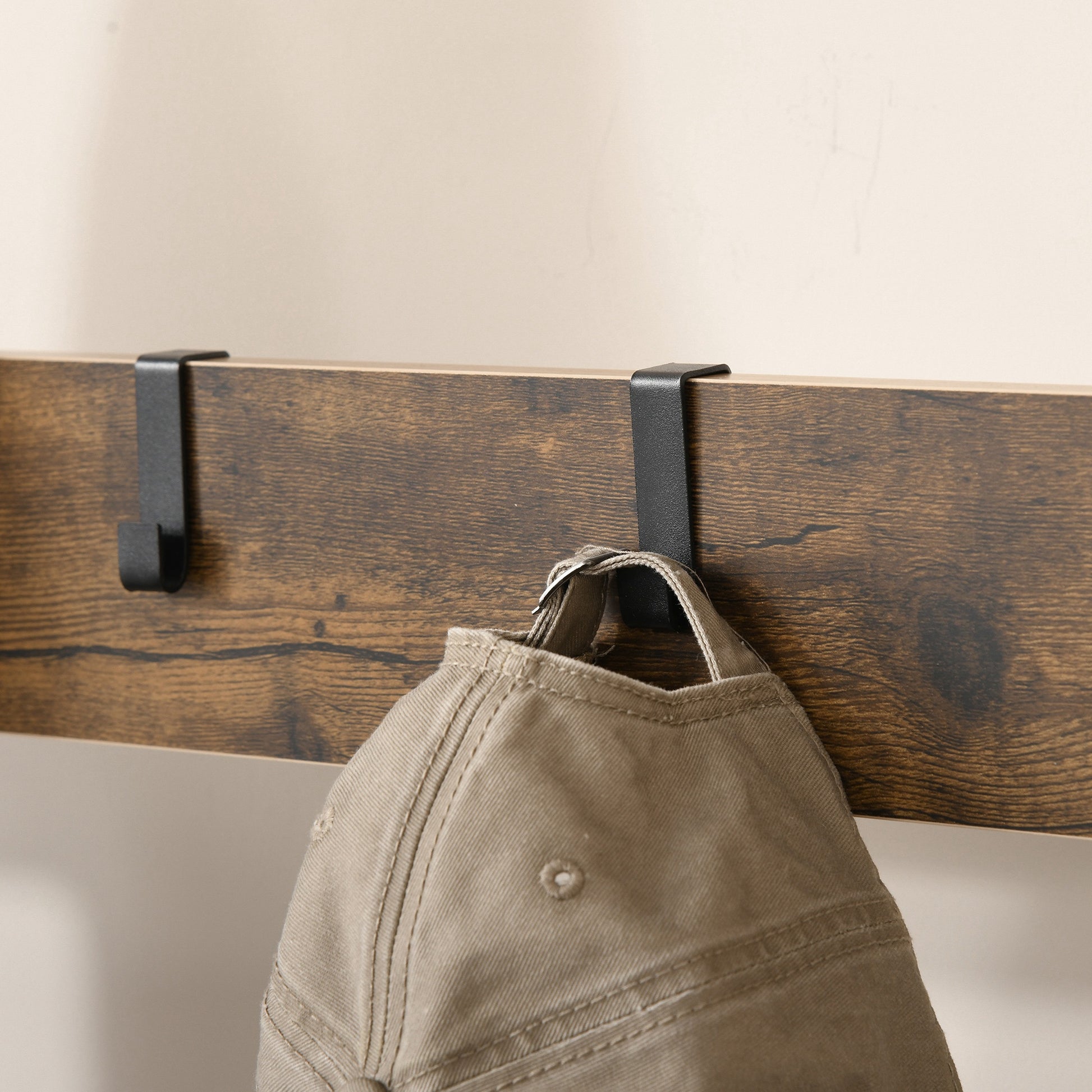 Coat Rack Shoe Rack Clothes Rack with 8 Hooks 2 Shelves MDF Black 28.3 x 13.4 x 72.8 inches