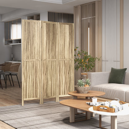 Paulownia Wood 3-Panel Room Divider 120 x 170 cm Foldable Room Separator - Natural