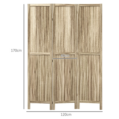 Paulownia Wood 3-Panel Room Divider 120 x 170 cm Foldable Room Separator - Natural