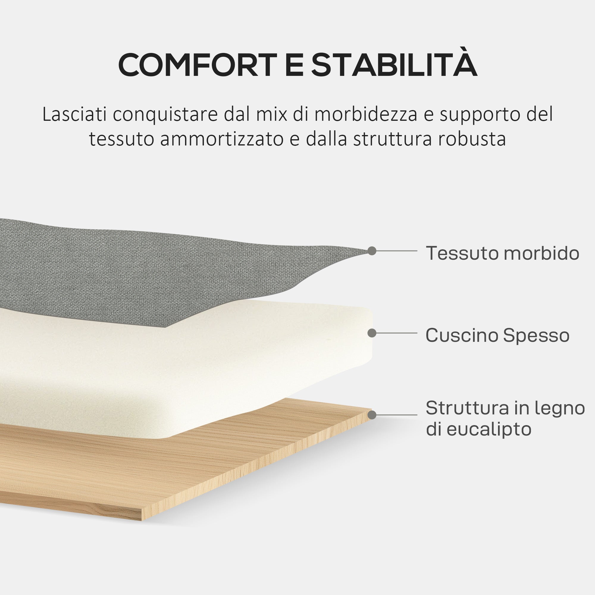 2-Seater Fabric Sofa with Armrests, Storage Compartment, and 2 Removable Cushions, Modern Upholstered Loveseat with Wooden Legs for Living Room, Lounge, and Bedroom, Gray