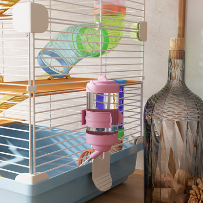 5-Level Hamster Cage with Tubes, Wheel, Ladder, House, and Bottle, Metal, PP, and PS, 46x30x58 cm, Blue