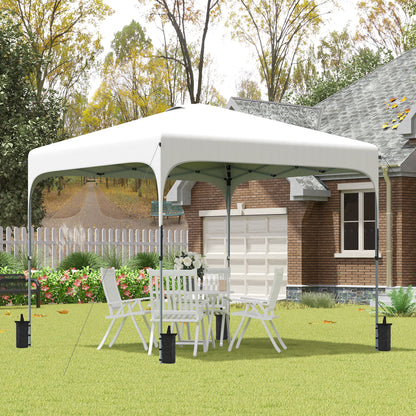 Pop-Up Folding Gazebo 2.5x2.5x2.68 m Garden Canopy UV 50+ Adjustable Height with 4 Sandbags and Carry Bag for Camping Parties Patio White