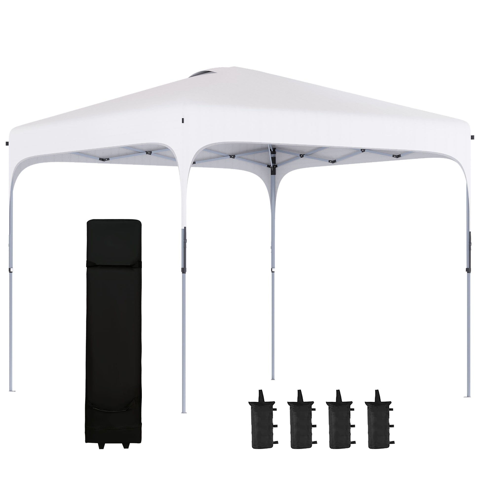 Pop-Up Folding Gazebo 2.5x2.5x2.68 m Garden Canopy UV 50+ Adjustable Height with 4 Sandbags and Carry Bag for Camping Parties Patio White