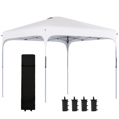 Pop-Up Folding Gazebo 2.5x2.5x2.68 m Garden Canopy UV 50+ Adjustable Height with 4 Sandbags and Carry Bag for Camping Parties Patio White