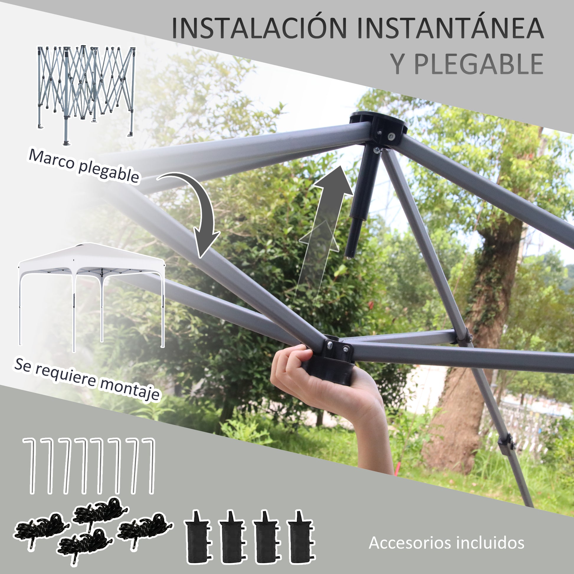 Pop-Up Folding Gazebo 2.5x2.5x2.68 m Garden Canopy UV 50+ Adjustable Height with 4 Sandbags and Carry Bag for Camping Parties Patio White