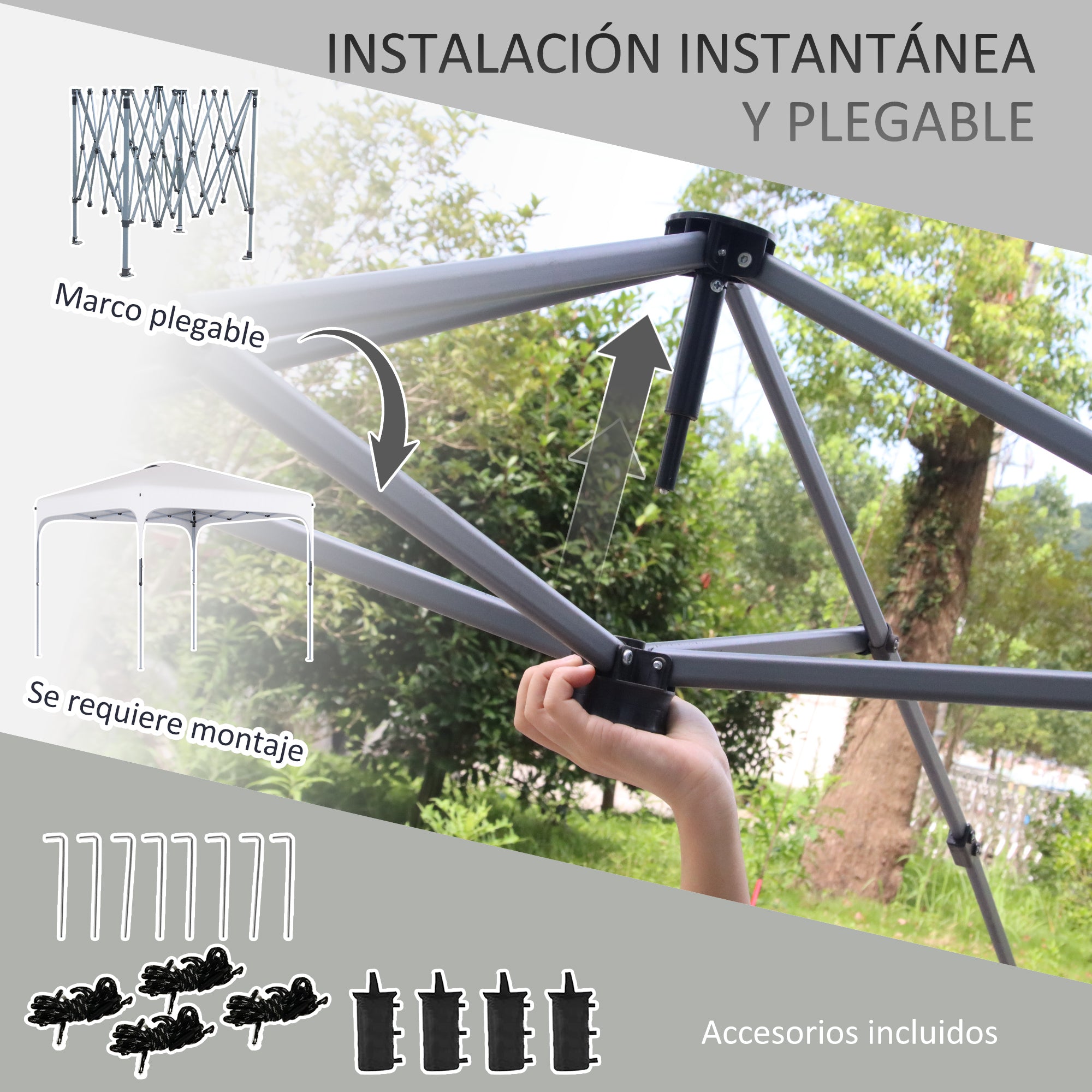 Pop-Up Folding Gazebo 2.5x2.5x2.68 m Garden Canopy UV 50+ Adjustable Height with 4 Sandbags and Carry Bag for Camping Parties Patio White