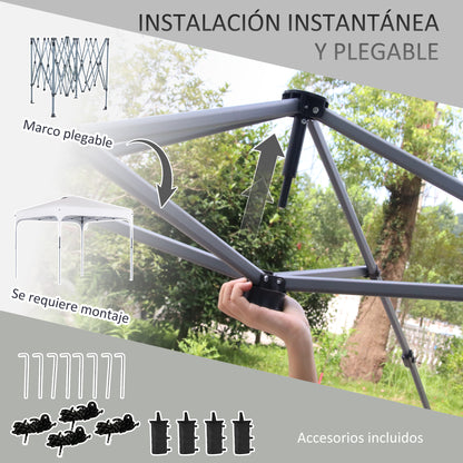 Pop-Up Folding Gazebo 2.5x2.5x2.68 m Garden Canopy UV 50+ Adjustable Height with 4 Sandbags and Carry Bag for Camping Parties Patio White