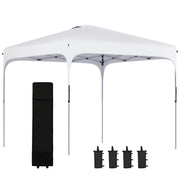 Pop-Up Folding Gazebo 2.5x2.5x2.68 m Garden Canopy UV 50+ Adjustable Height with 4 Sandbags and Carry Bag for Camping Parties Patio White