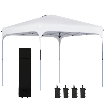Pop-Up Folding Gazebo 2.5x2.5x2.68 m Garden Canopy UV 50+ Adjustable Height with 4 Sandbags and Carry Bag for Camping Parties Patio White