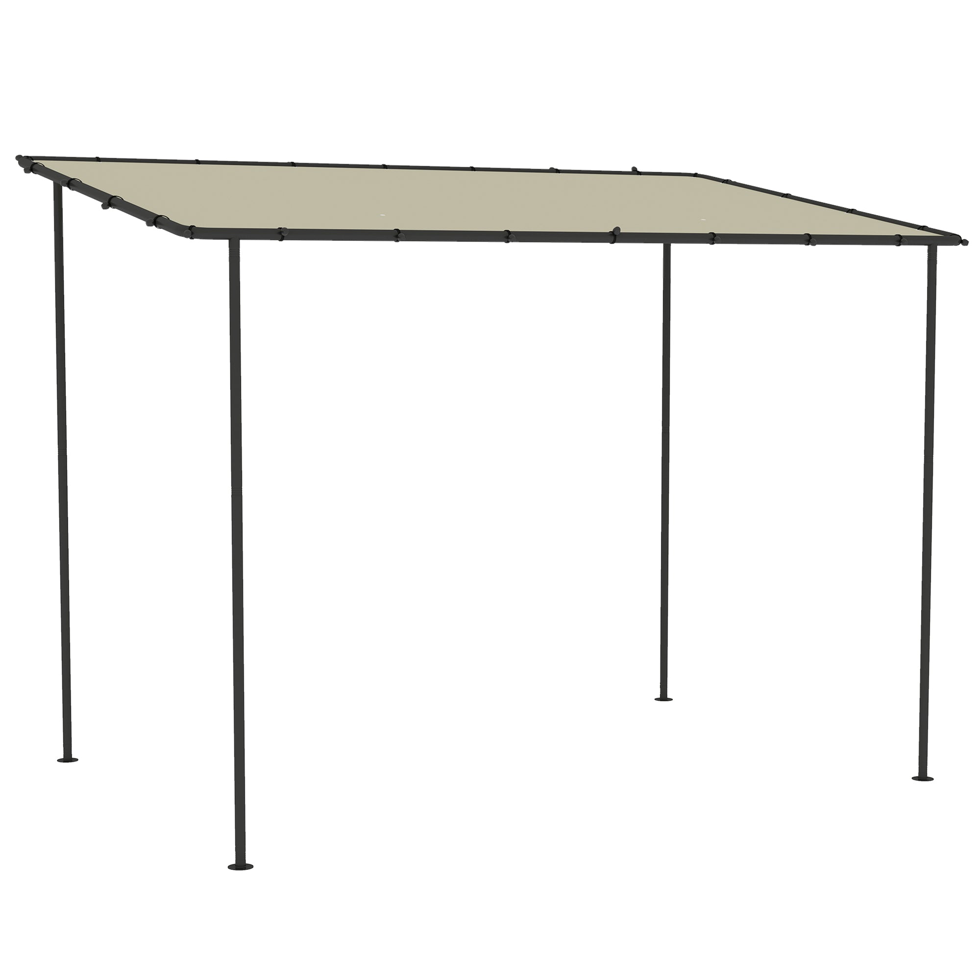 3 x 2 m Wall-Mounted Garden Pergola — Metal Frame, Water-Resistant Canopy, Cream