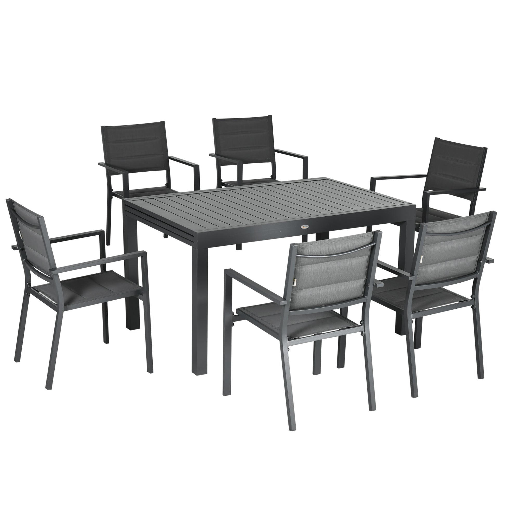 9-Piece Aluminum Frame Garden Furniture Set Outdoor Dining Set with Extendable Table and 8 Stackable Chairs for Terrace Patio Gray