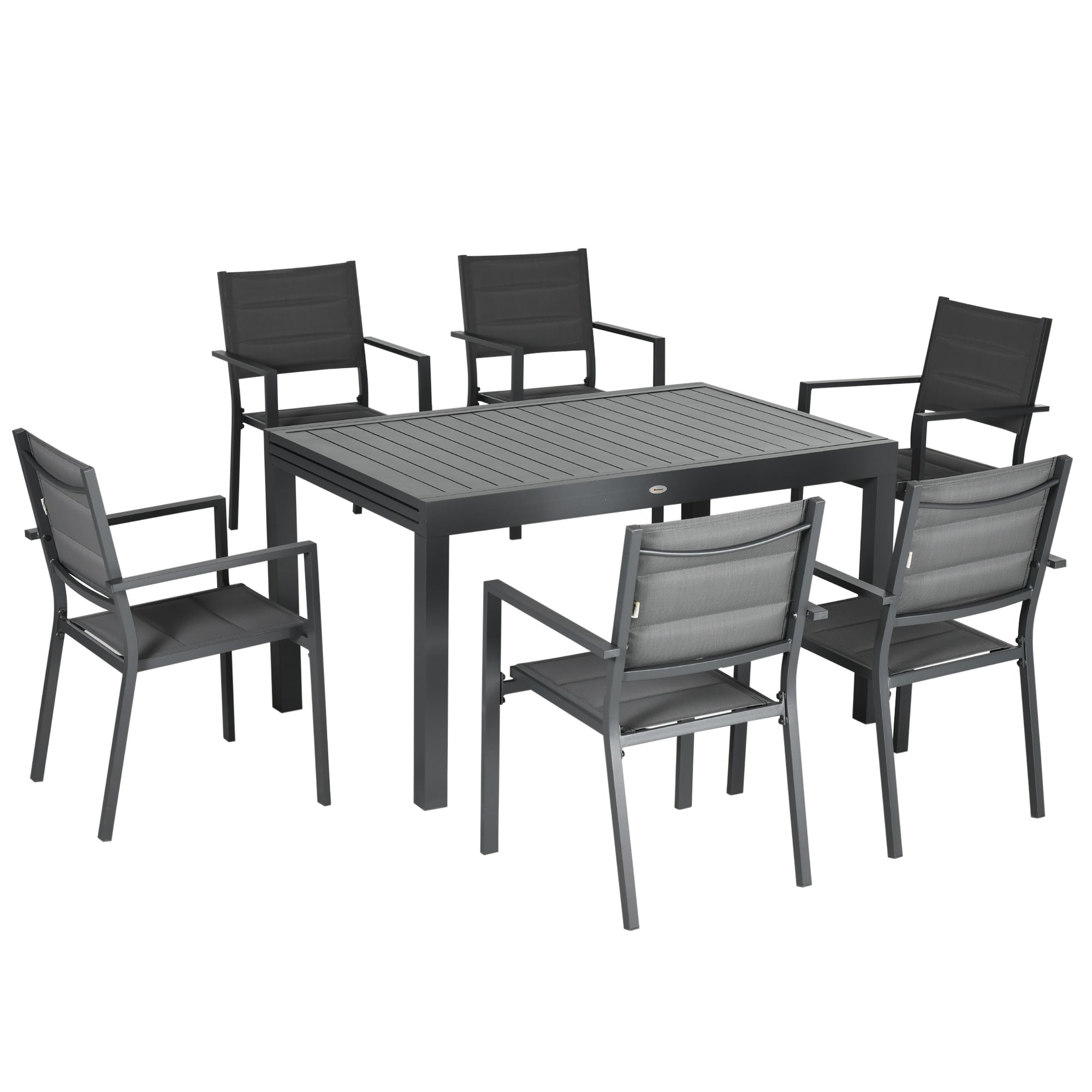 9-Piece Aluminum Frame Garden Furniture Set Outdoor Dining Set with Extendable Table and 8 Stackable Chairs for Terrace Patio Gray