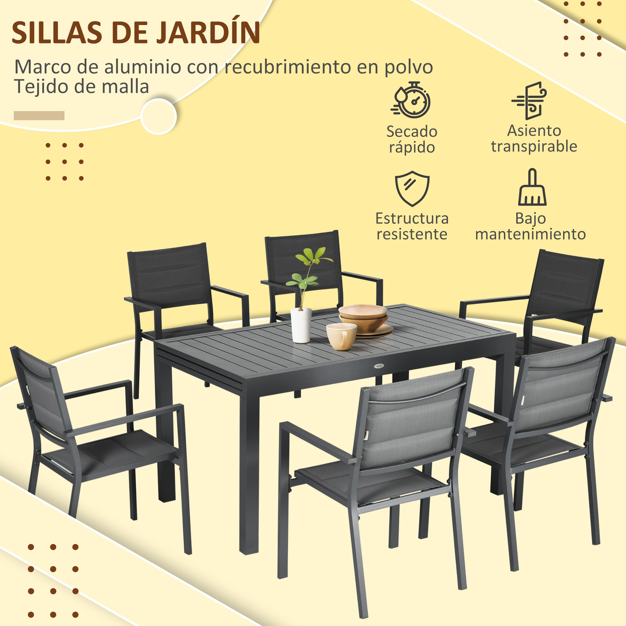 9-Piece Aluminum Frame Garden Furniture Set Outdoor Dining Set with Extendable Table and 8 Stackable Chairs for Terrace Patio Gray