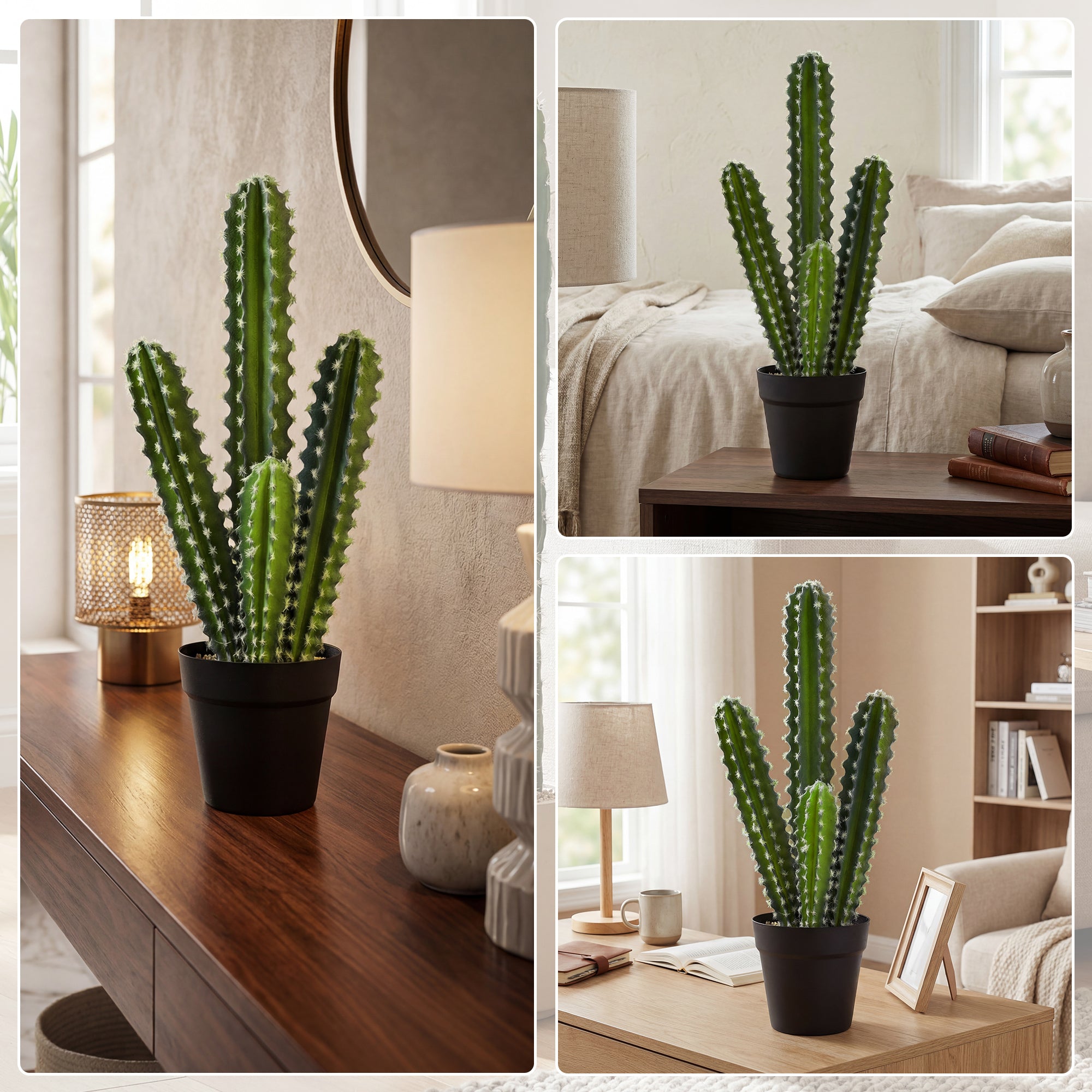 Artificial Cactus Plant, 21 in (53 cm) — Potted Faux Column Cactus with Realistic Look for Home, Office, Housewarming Gift, Décor