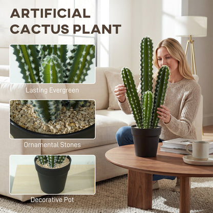 Artificial Cactus Plant, 21 in (53 cm) — Potted Faux Column Cactus with Realistic Look for Home, Office, Housewarming Gift, Décor