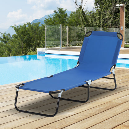 Folding Reclining Sun Lounger with 5 Adjustable Positions for Garden Outdoor Pool Terrace Camping Load 120 kg 188x56x28 cm Blue